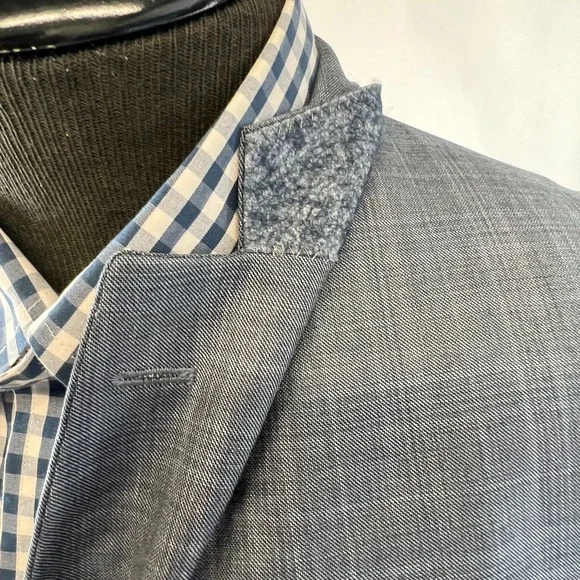 Jack Victor Loro Piana Men's Gray Super 130s‎Two Button Plaid Blazer 40
